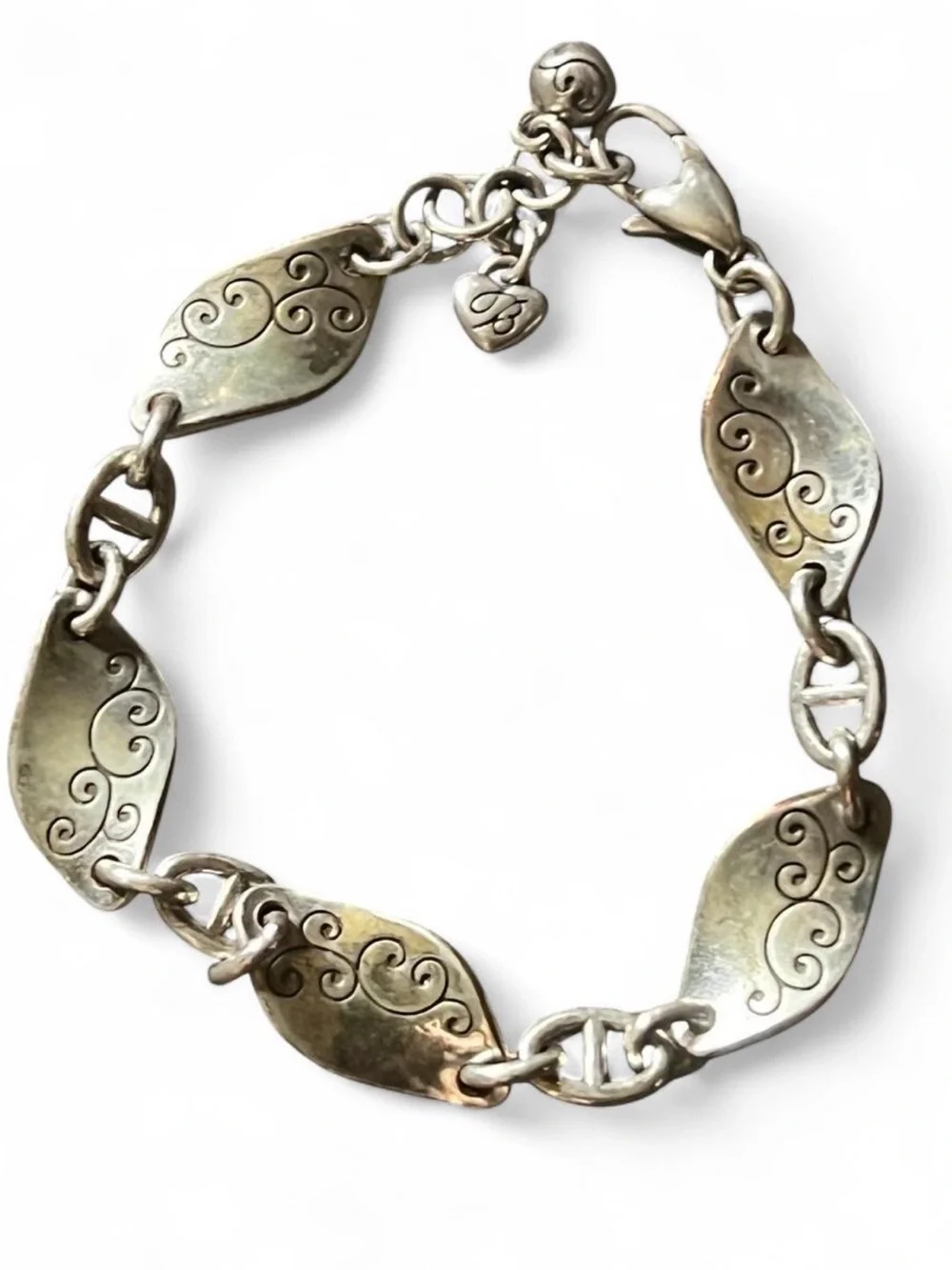 Brighton Etched Silver Swirl Link Bracelet 7”